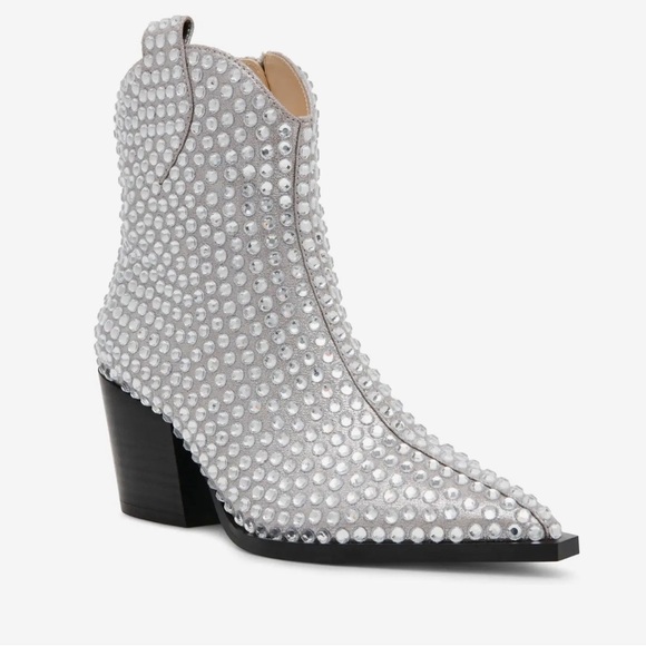 Betsey Johnson Shoes - Betsey Johnson Neil Rhinestone Metallic Western Boots Size 8.5